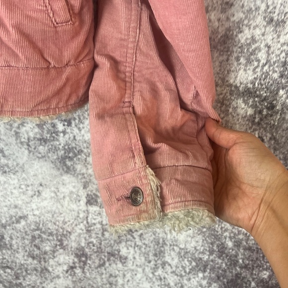 Drum Jeans Corduroy Jacket women M Pink Embroidered flowers 70s retro Penny Lane - Picture 9 of 13